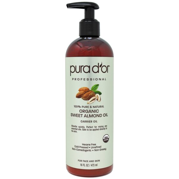 Pura D'or Pro Label Organic Sweet Almond Oil 473 ml