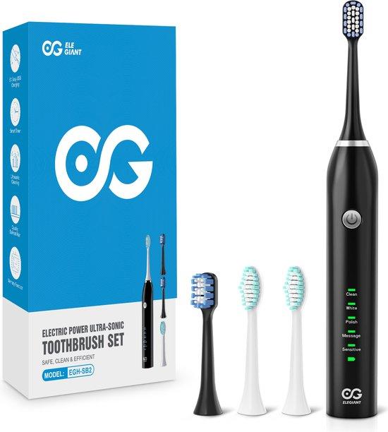 Sonicare elektrisk tandborste - 5 borstningslägen - 4 borsthuvuden - IPX7 Vattentät - För vitare tänder - rekommenderas av tandläkare - svart